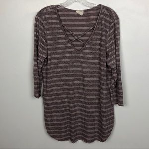 Emory park Lace up 3/4 sleeve super soft blouse